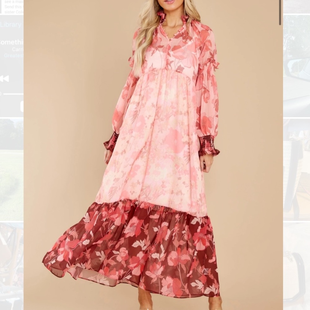 Be extravagant Red Floral Print Maxi Dress